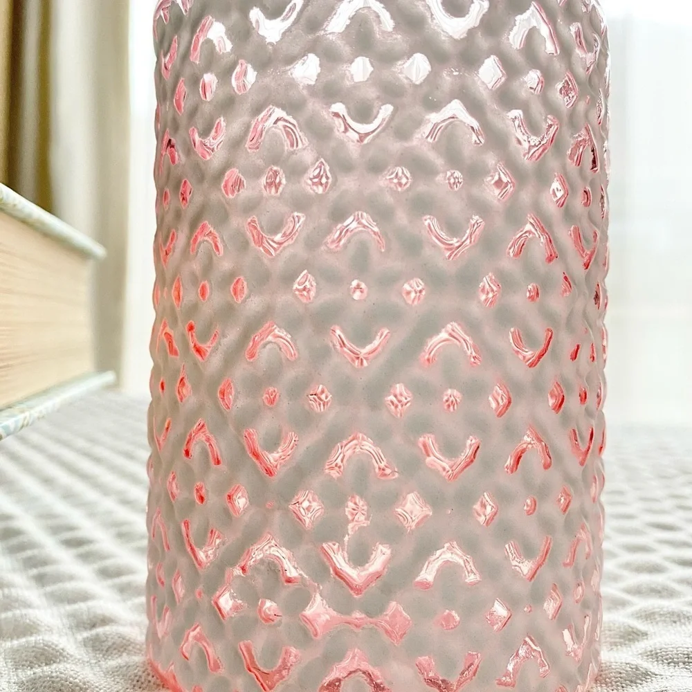New Pink Cottage Ditsy Floral Glass Votive Tea Light Candle Holder 4” x 3”